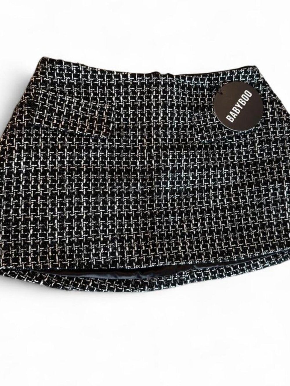 BABYBOO Tabitha Mini Skirt in Black & White Tweed NWT